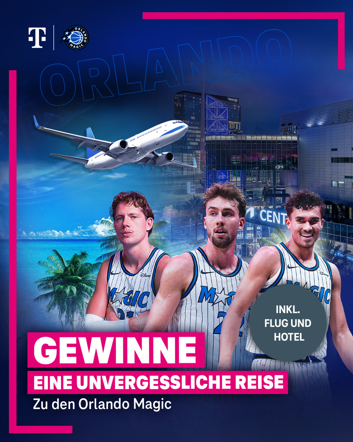 Telekom Gewinnspiel NBA Teaserbild: Gewinne eine unvergessliche Reise zu den Orlando Magic