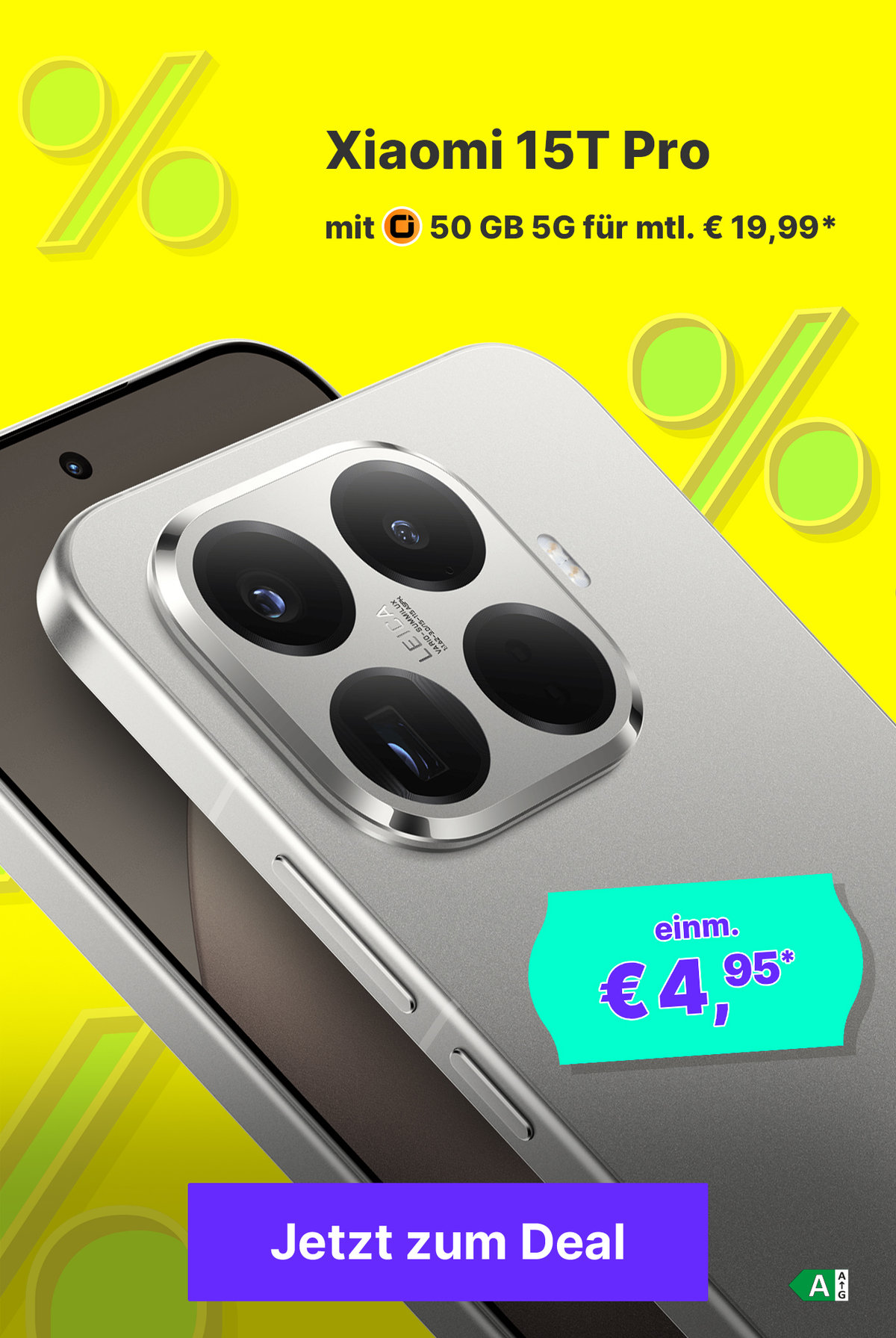 Xiaomi 15T Pro mit 50 GB 5G für mtl. € 19,99* | einm. € 4,95*