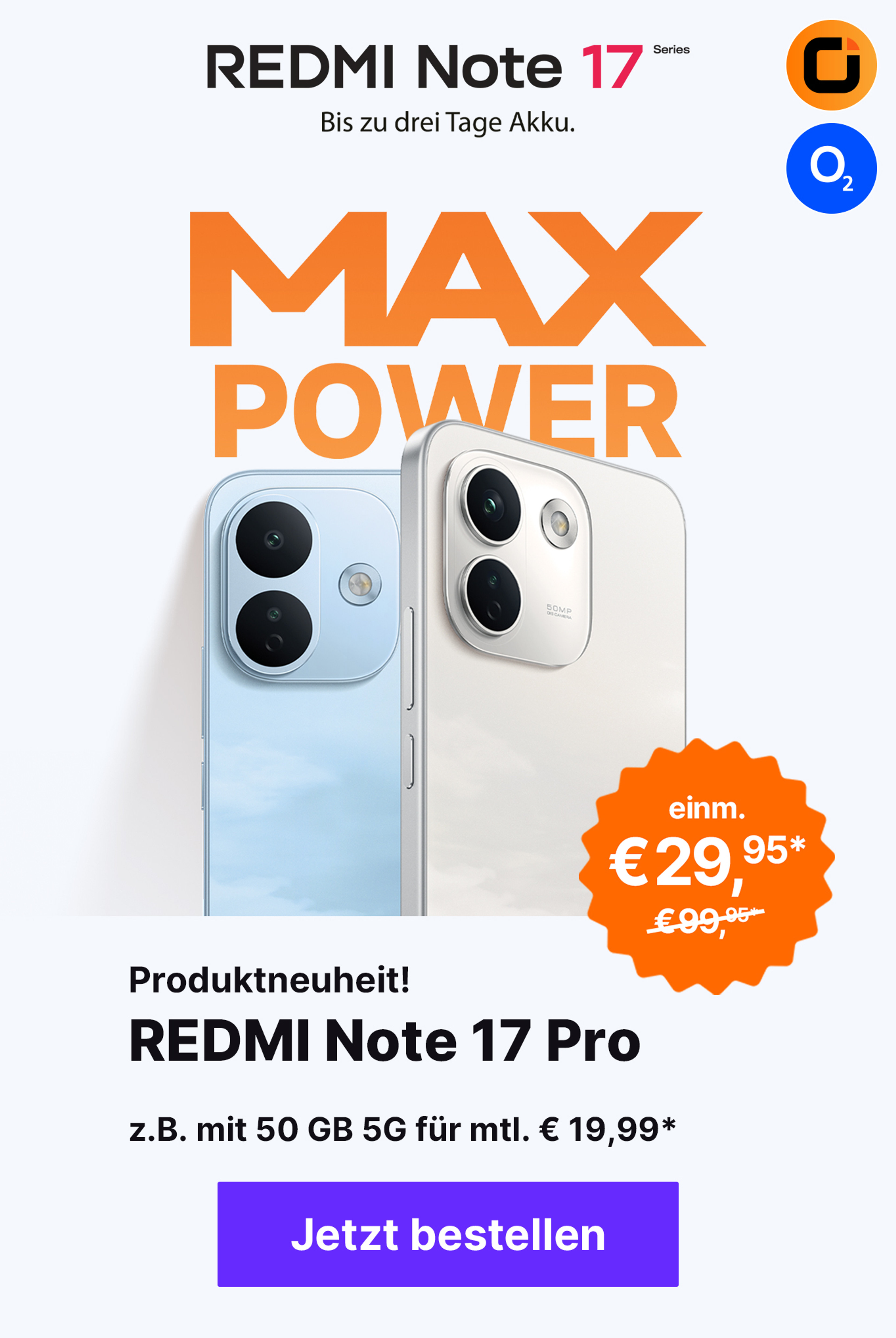 Produktneuheit! REDMI Note 17 Pro z.B. mit 50 GB 5G für mtl. € 19,99*