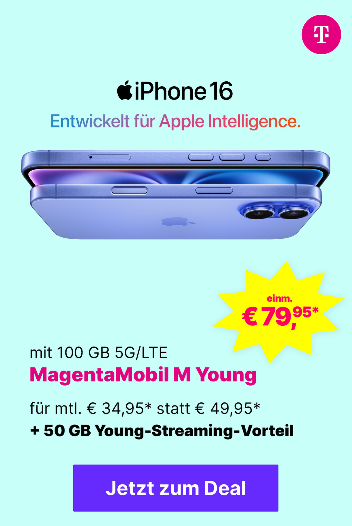 Teaser Image: Startseite Mainteaser -  Apple iPhone 16 Angebot Telekom M Young 