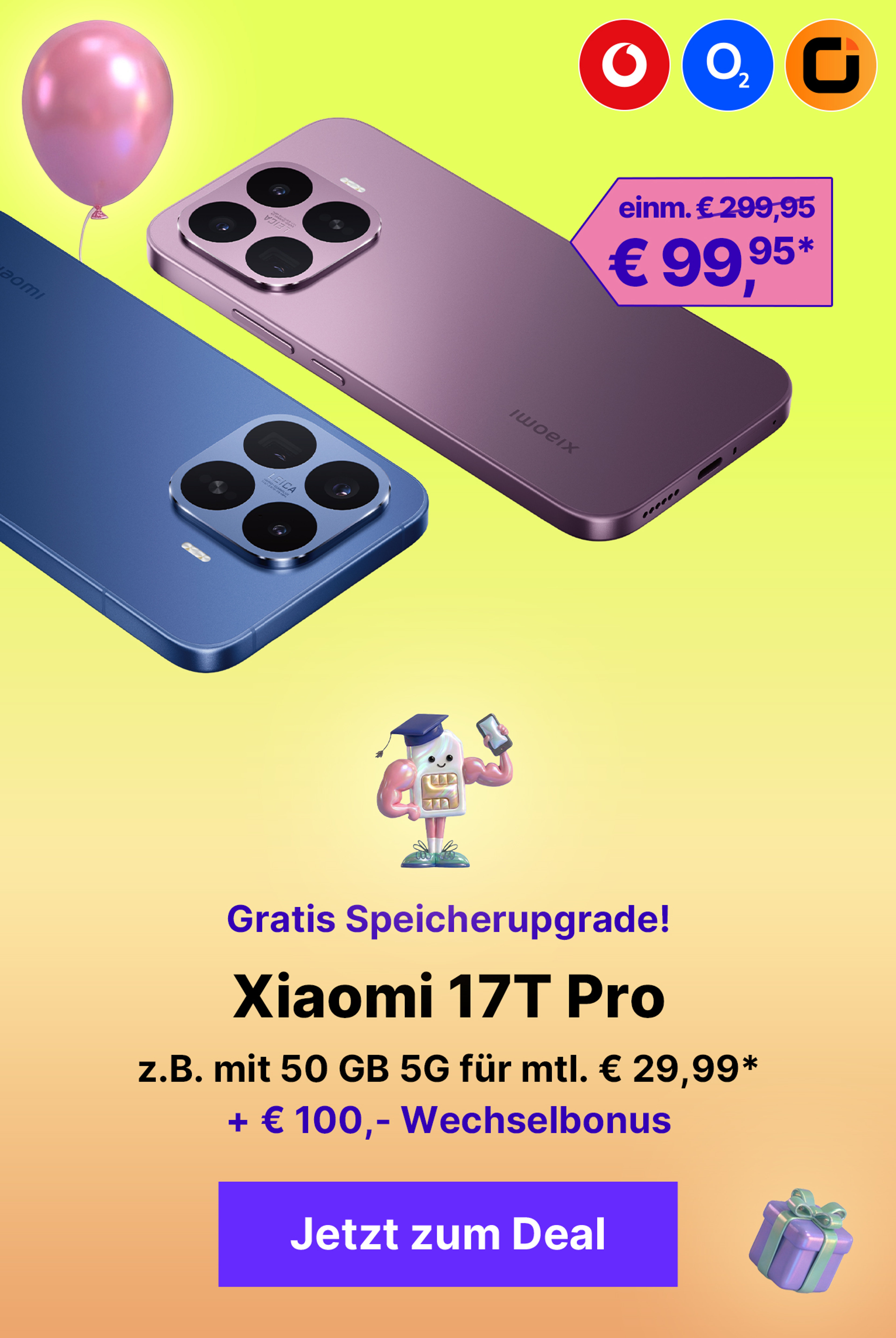 Gratis Speicherupgrade! Xiaomi 17T Pro z.B. mit 50 GB 5G für mtl. € 29,99* + € 100,- Wechselbonus