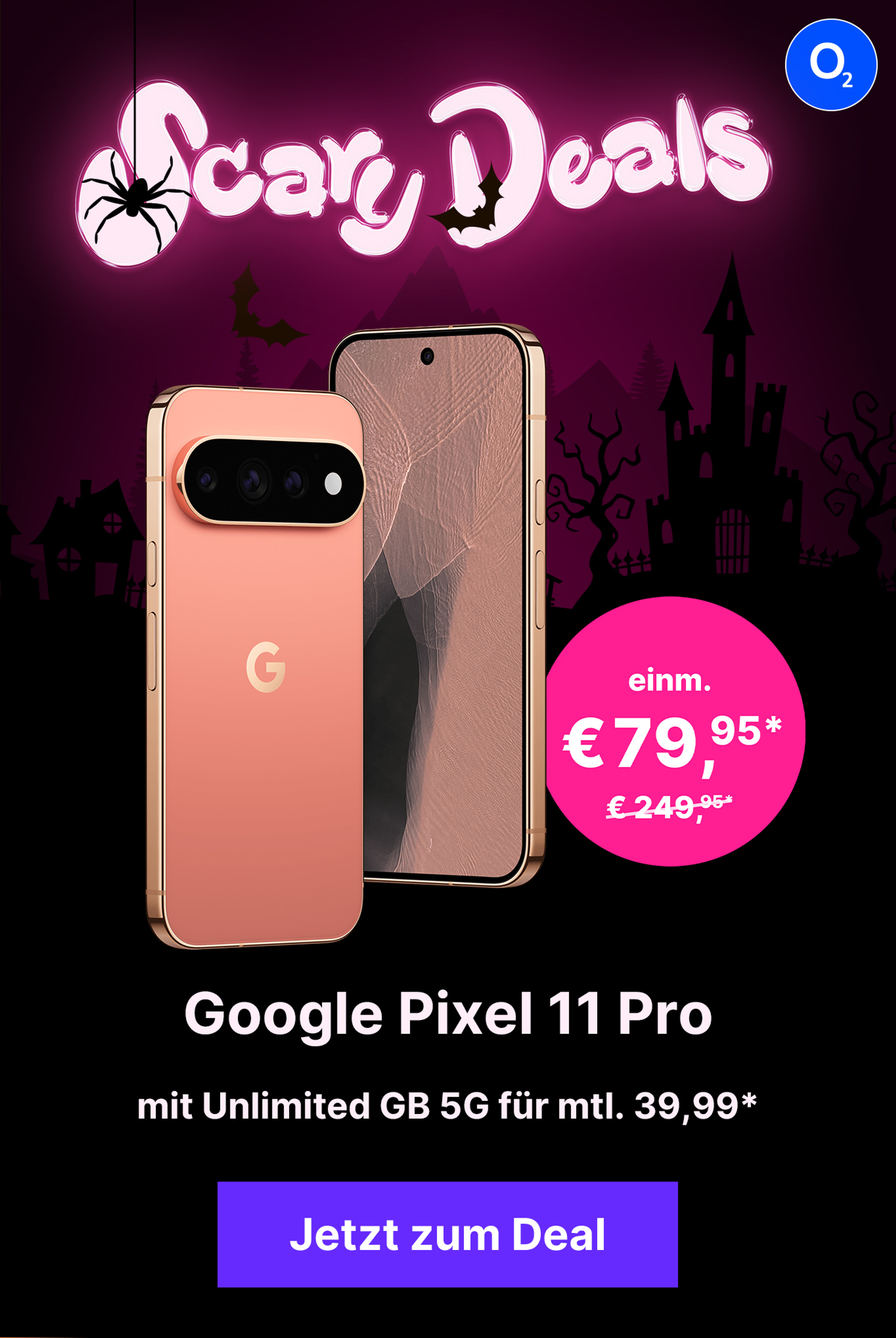 Google Pixel 11 Pro & mit Unlimited 5G GB für mtl. € 39,99* & einm. € 79,95*