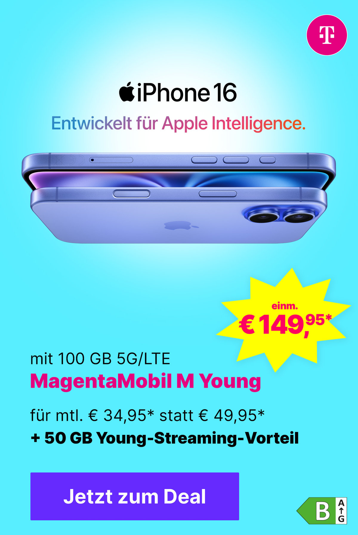 Teaser Image: Startseite Mainteaser -  Apple iPhone 16 Angebot Telekom M Young 