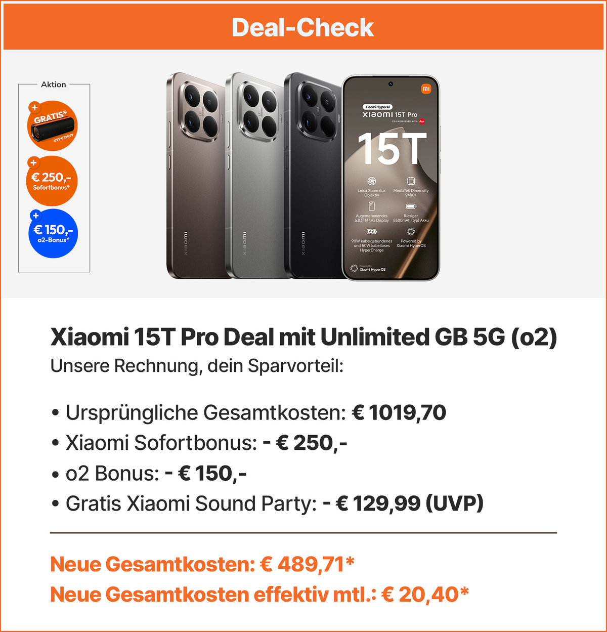Xiaomi 15T Pro Beispeilrechnung