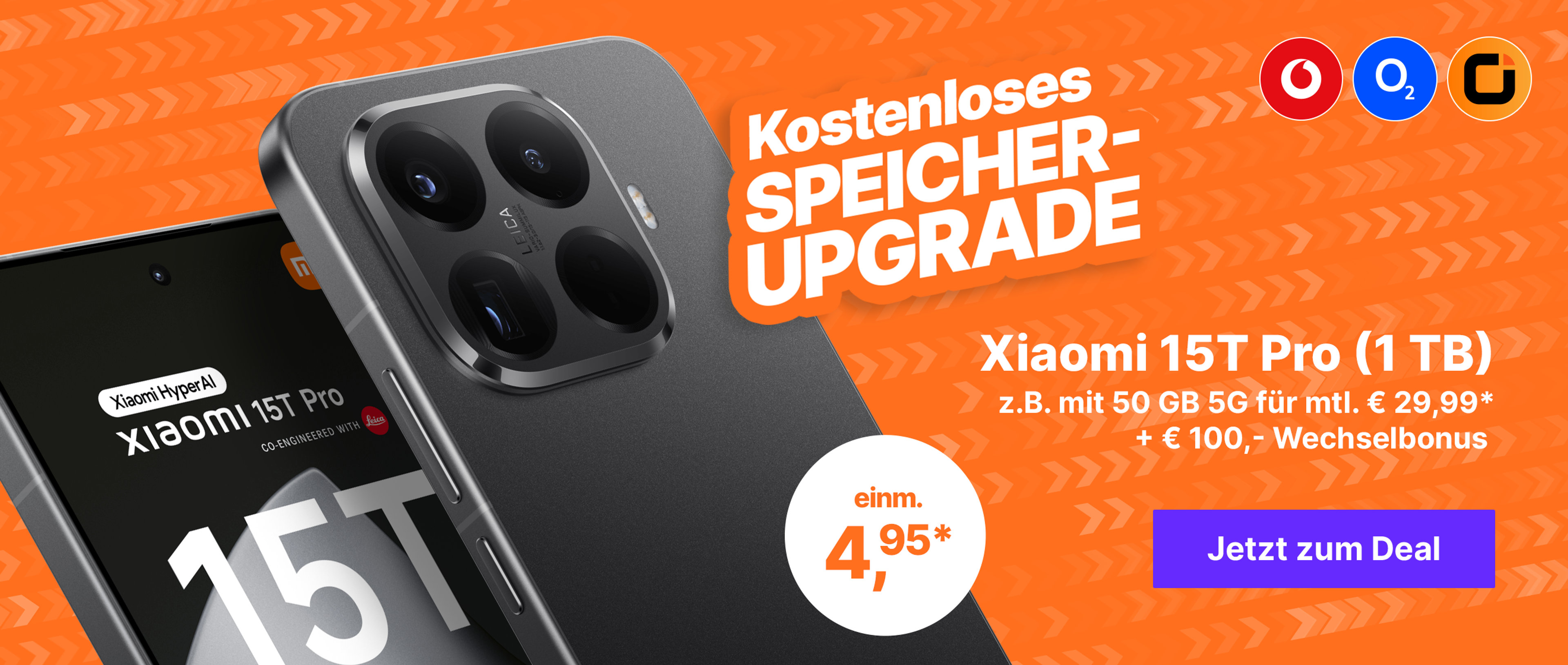 Kostenloses Speicherupgrade! Xiaomi 15T Pro 1 TB z.B. mit 50 GB 5G für mtl. € 29,99* & € 100,- Wechselbonus