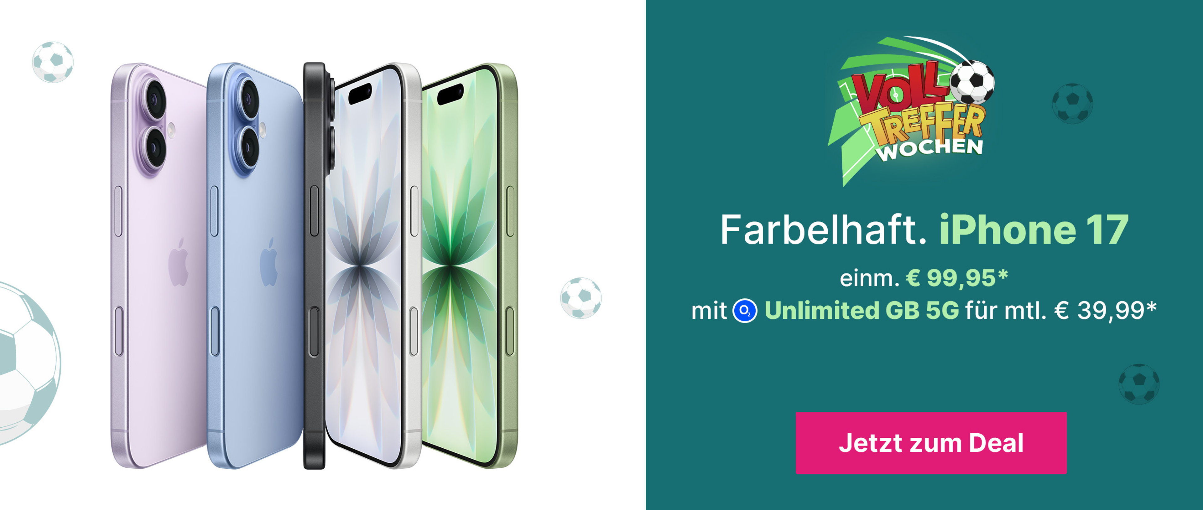 iPhone17 mit Unlimited GB 5G für mtl. € 39,99* | einm. €99,95* | € 0,-  Anschlussgebühr