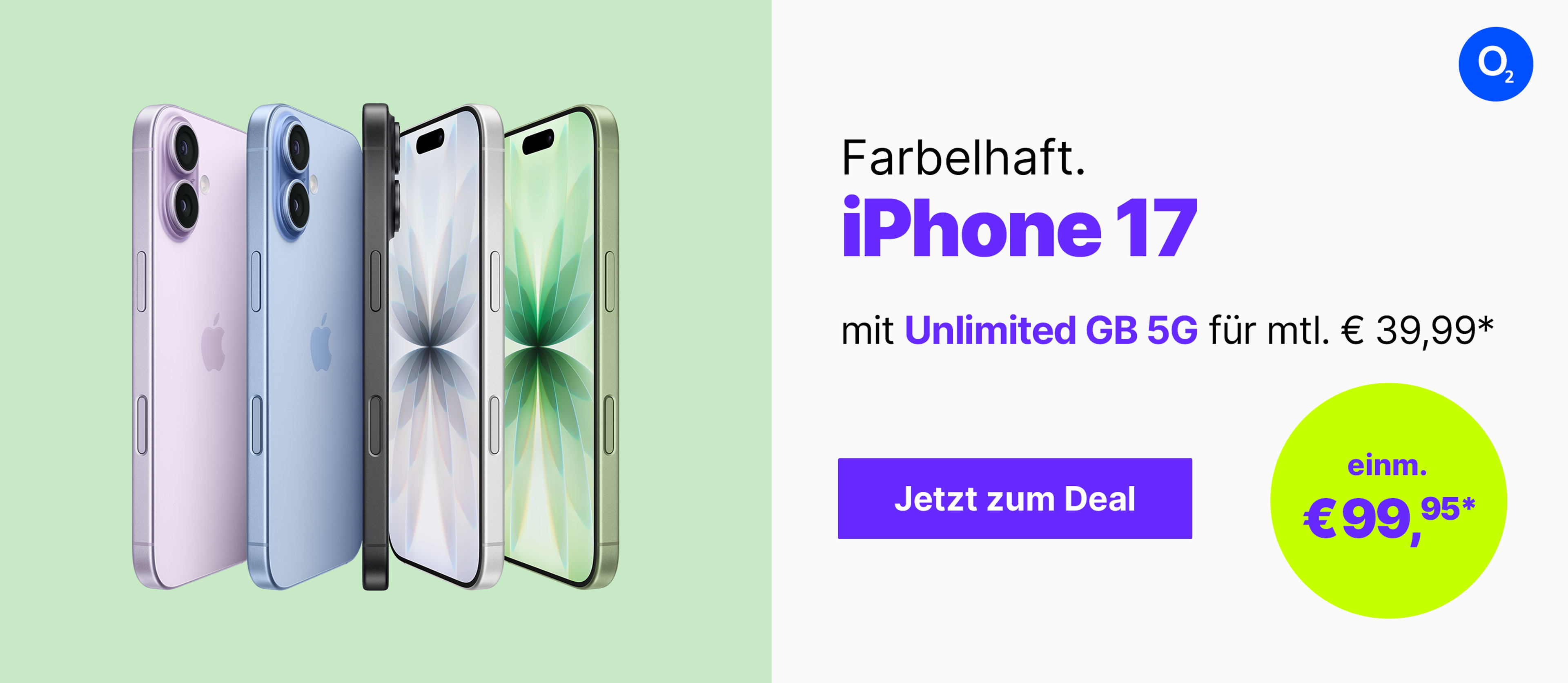 iPhone17 mit Unlimited GB 5G für mtl. € 39,99 und einm. €99,95*