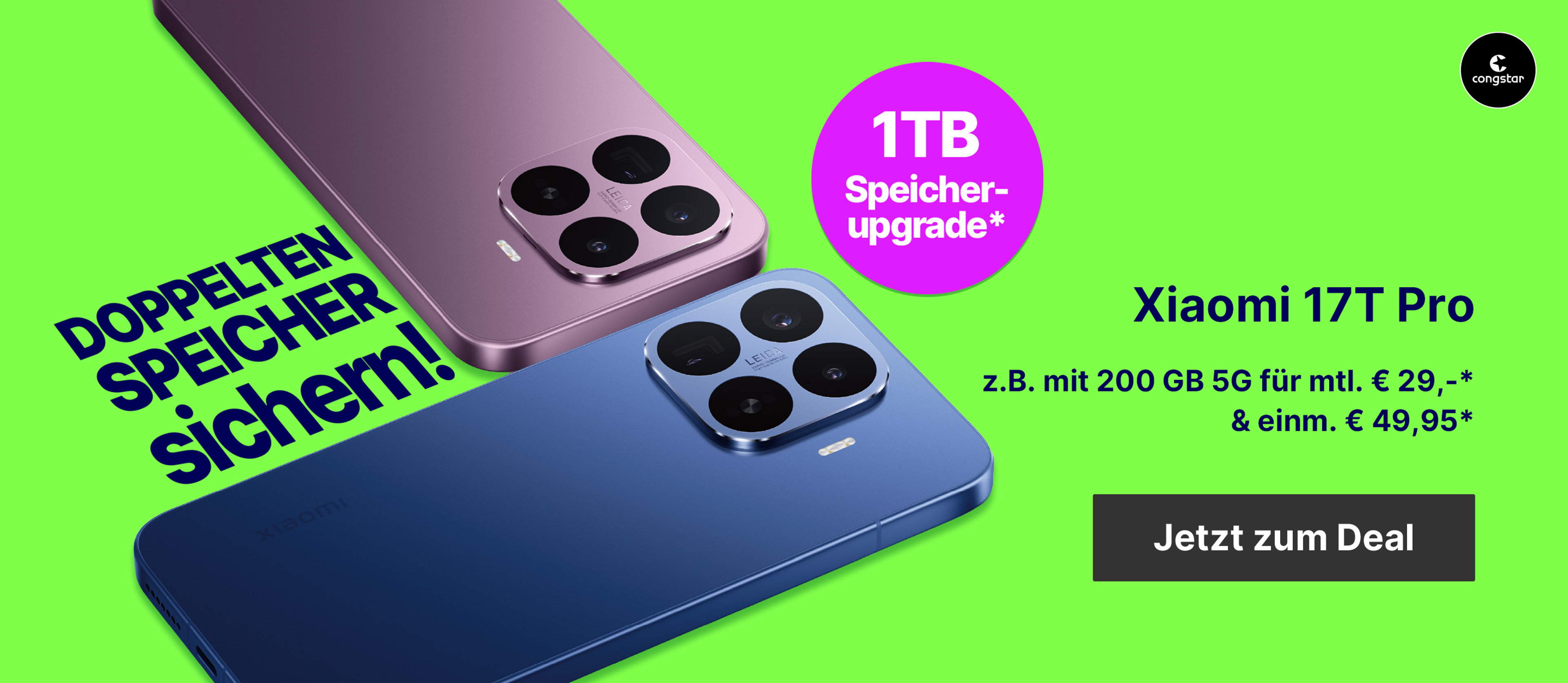 PDP Xiaomi 17T Pro mit 200 GB 5G für mtl. € 29,-*