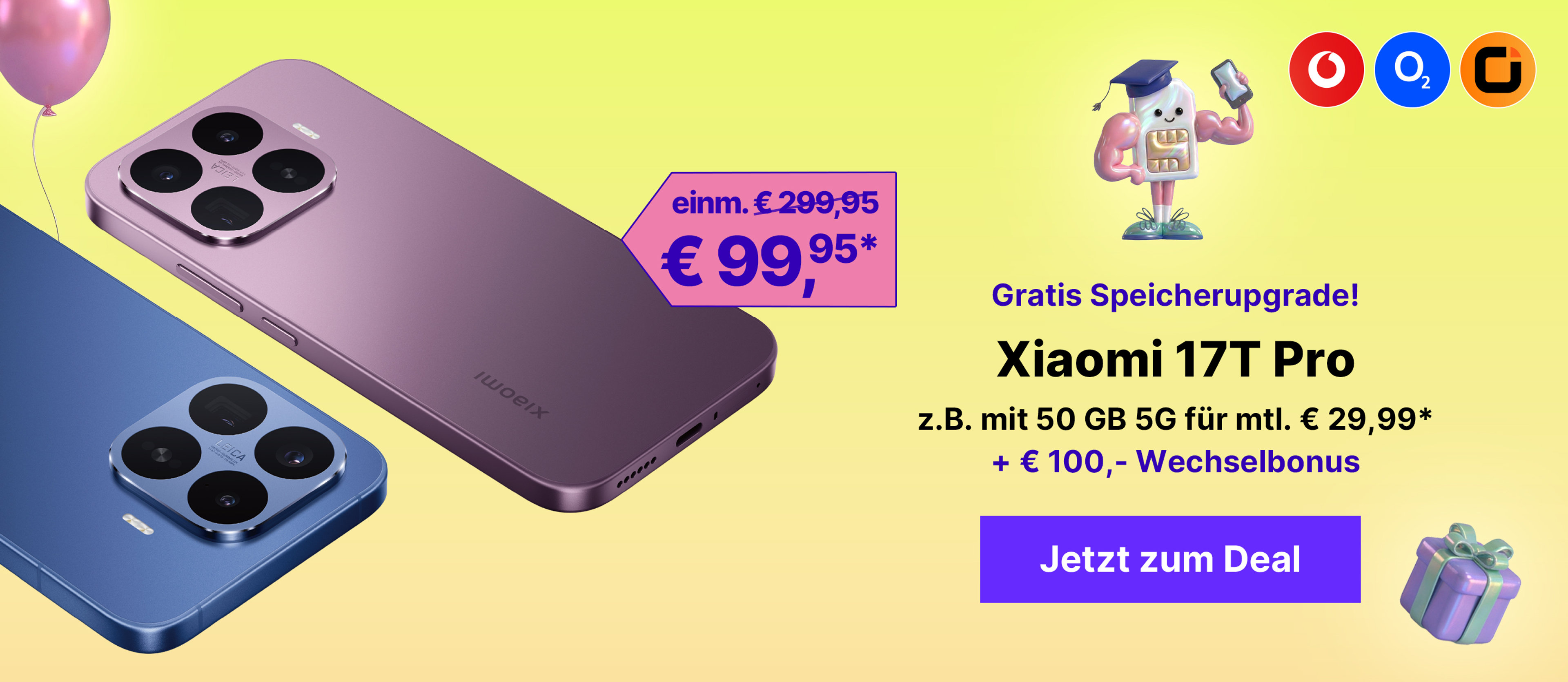 Gratis Speicherupgrade! Xiaomi 17T Pro z.B. mit 50 GB 5G für mtl. € 29,99* + € 100,- Wechselbonus