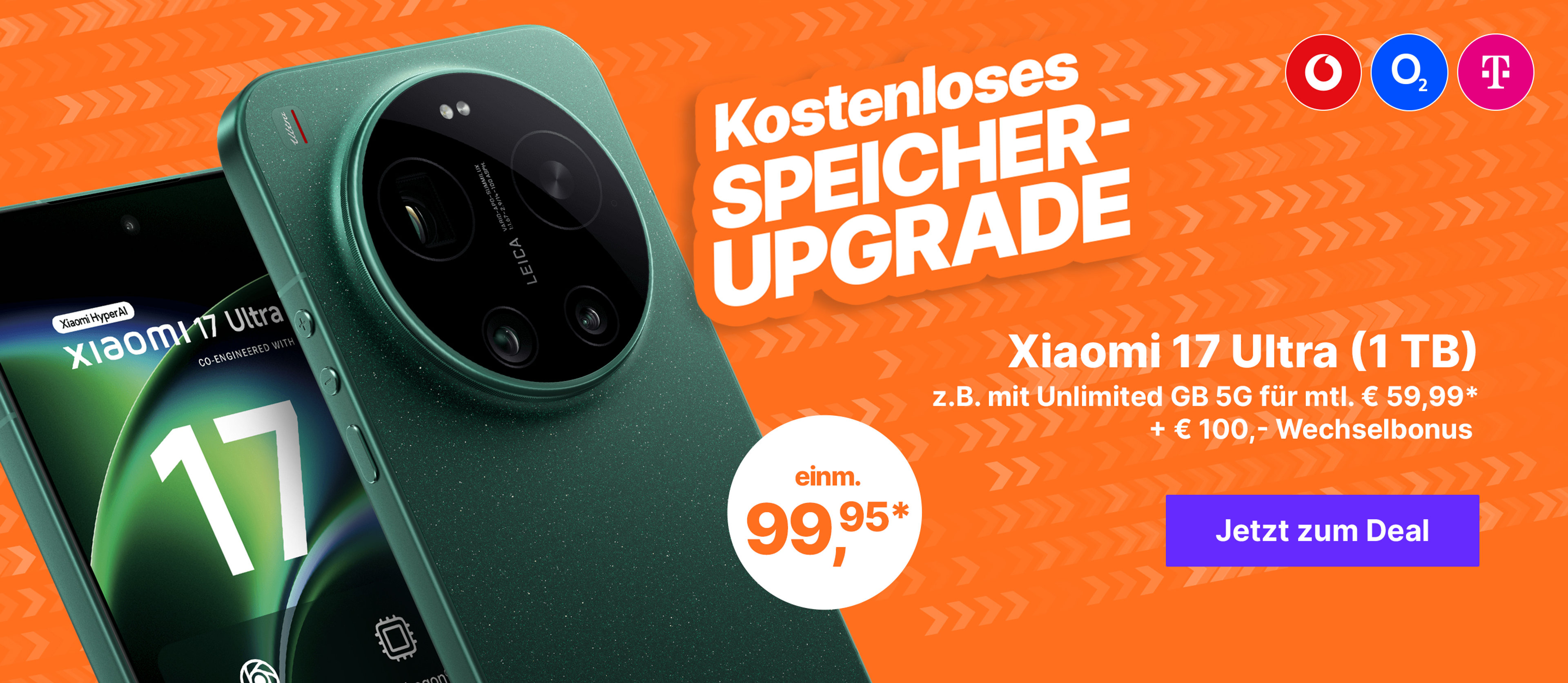 kostenloses Speicherupgrade - Xiaomi 17 Ultra - z.B. mit Unlimited GB 5G für mtl. € 59,99* & einm. € 99,95* | € 100,- Wechselbonus