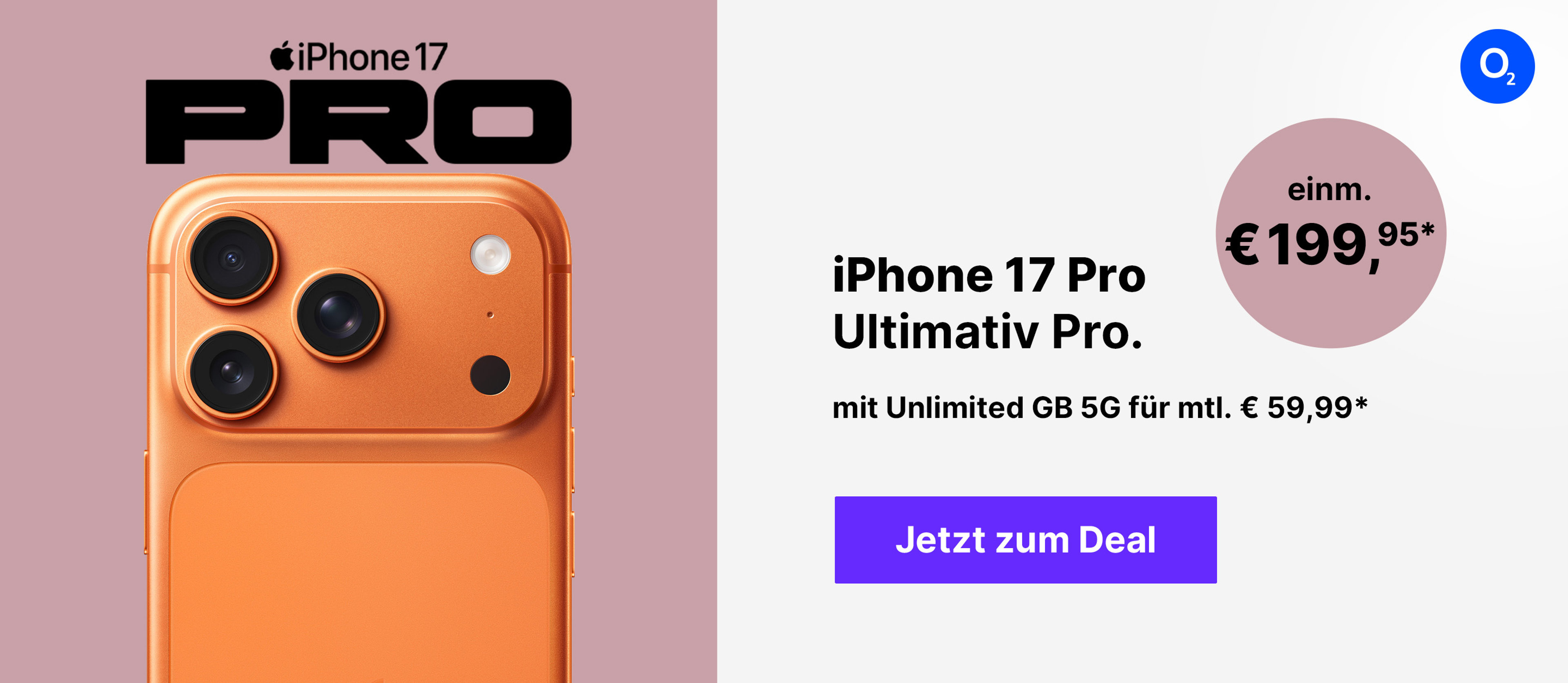 Apple iPhone 17 Pro mit Unlimited GB für mtl. € 59,99* | einm. € 79,95*