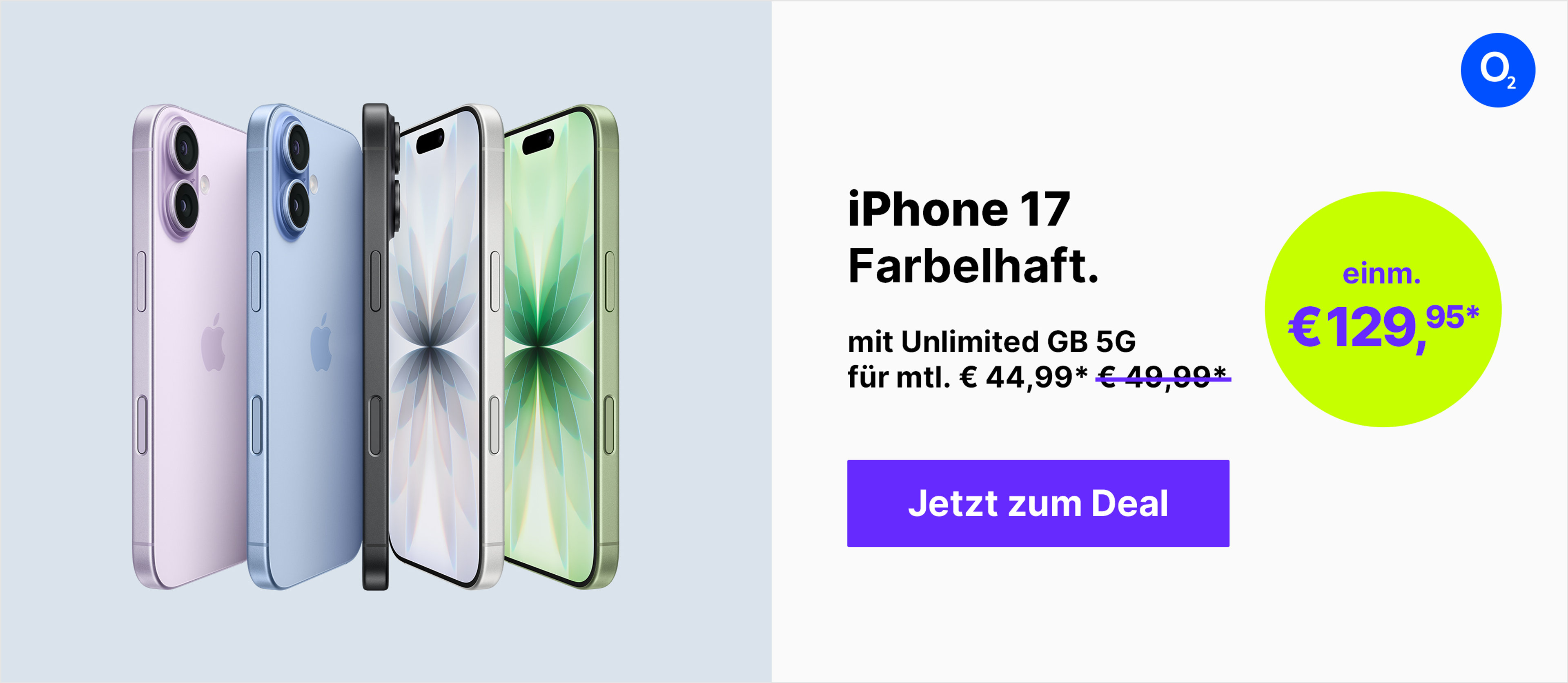 Apple iPhone 17 mit Unlimited 5G für mtl. 44,99€ & € 100,- Wechselbonus* | einm. € 129,95*