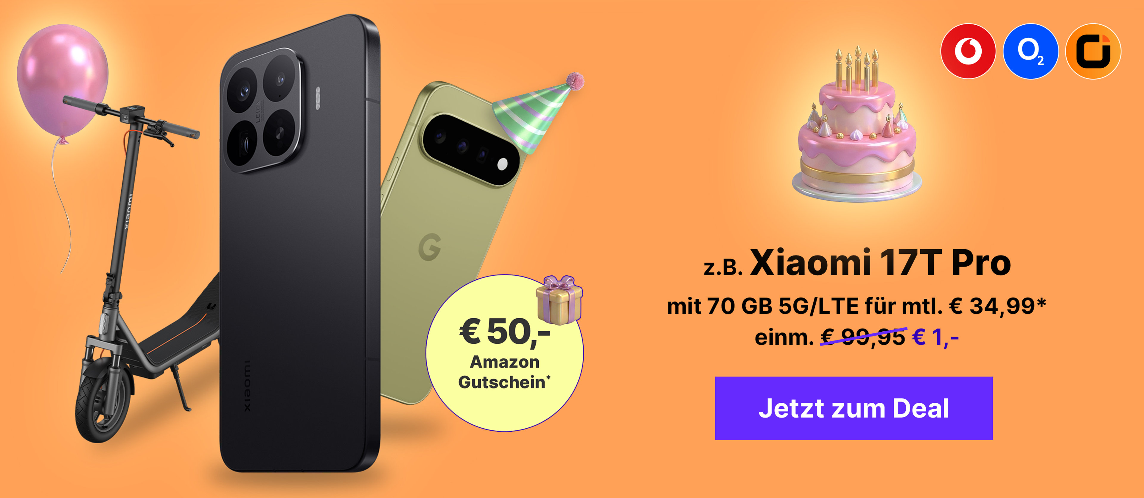 Xiaomi 17T Pro mit 70 GB 5G für mtl. € 34,99* | einm. € 1,-* & € 100,- Wechselbonus & € 50,- Amazon-Gutschein
