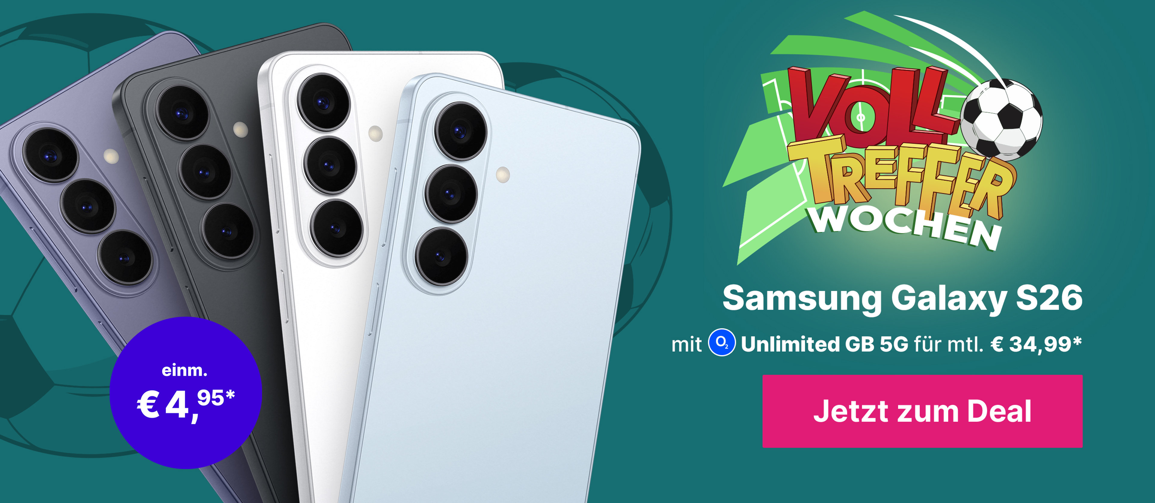 Samsung Galaxy S26 mit Unlimited GB 5G für mtl. € 34,99* | einm. € 4,95*