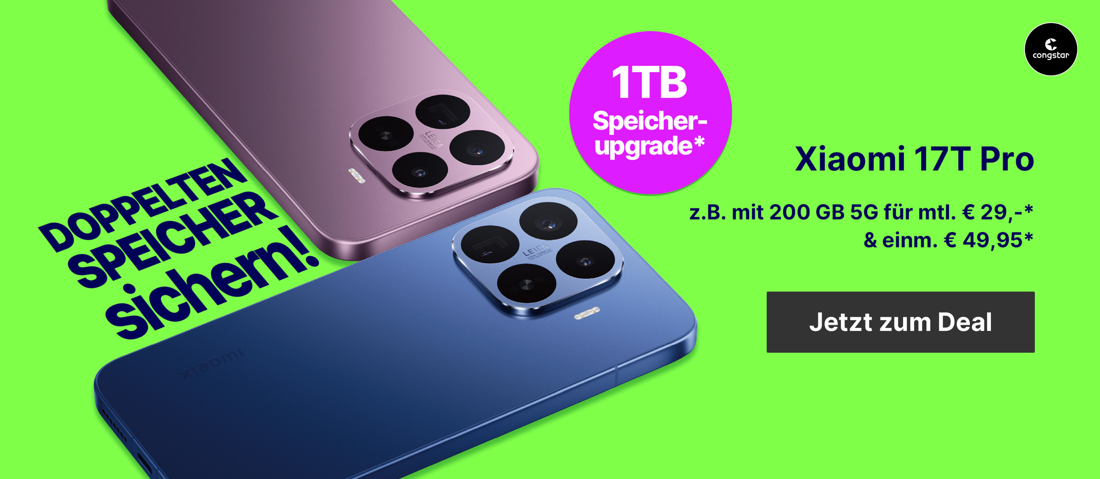 PDP Xiaomi 17T Pro mit 200 GB 5G für mtl. € 29,-*