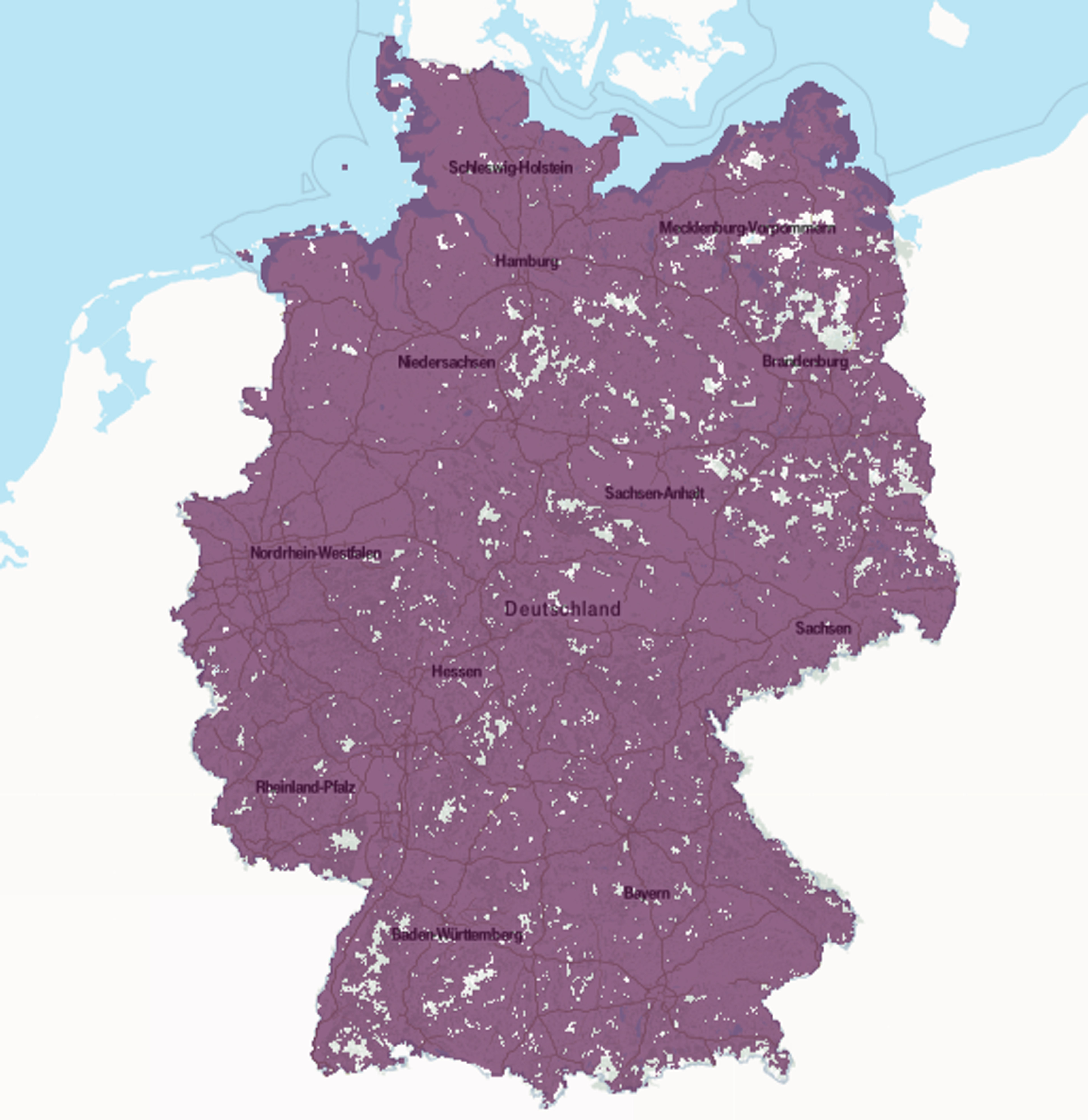 Telekom - 5G Netzabdeckungskarte