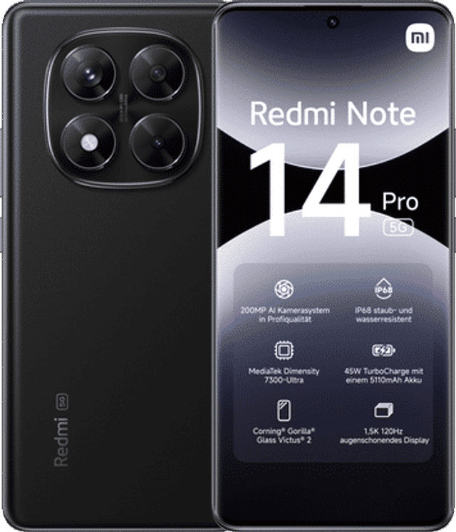 Xiaomi Redmi Note 14 Pro 5G Vor- / Rückansicht Xiaomi Redmi Note 14 Pro