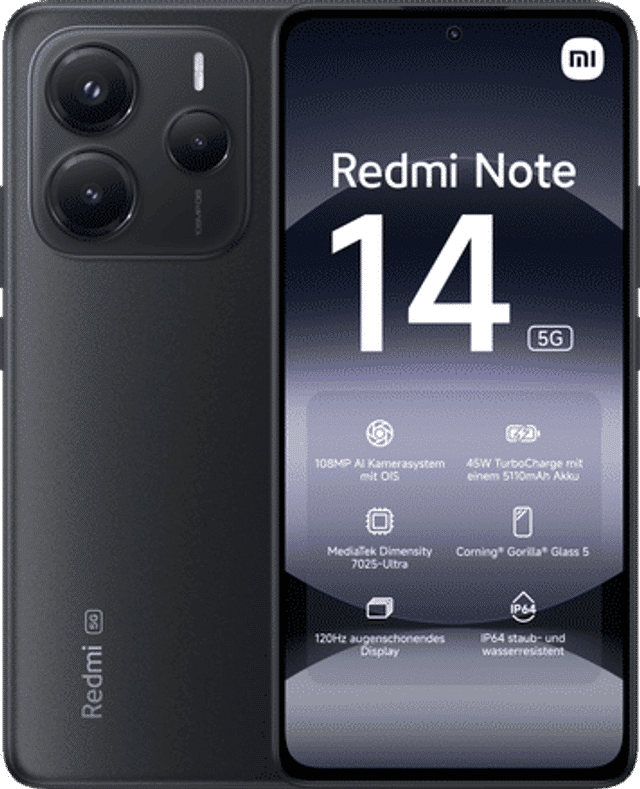 Xiaomi Redmi Note14 5G Vor- / Rückansicht Xiaomi Redmi Note 14 5G